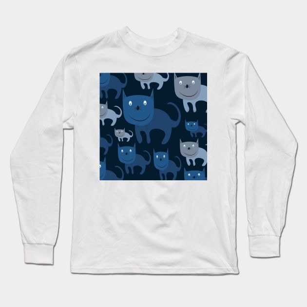 Cat pattern Long Sleeve T-Shirt by monika27